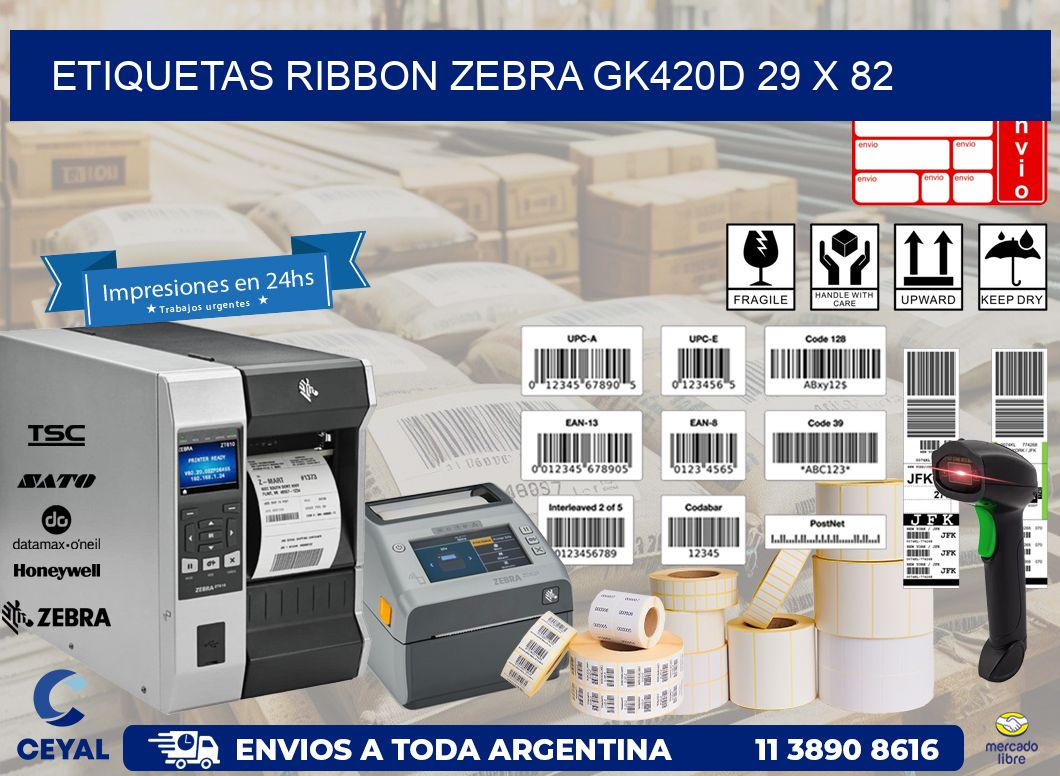 ETIQUETAS RIBBON Zebra GK420D 29 x 82