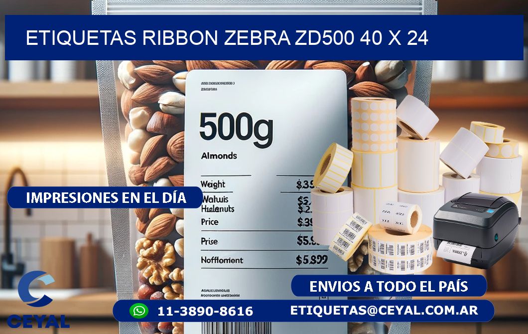 ETIQUETAS RIBBON Zebra ZD500 40 x 24