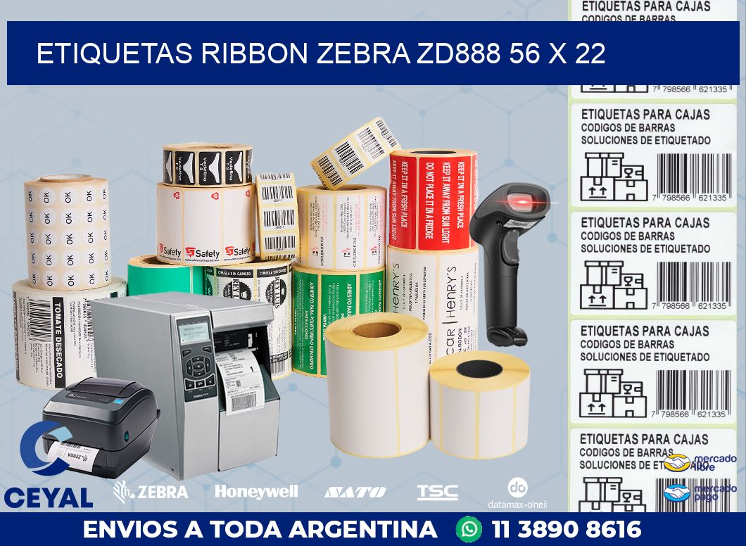 ETIQUETAS RIBBON Zebra ZD888 56 x 22