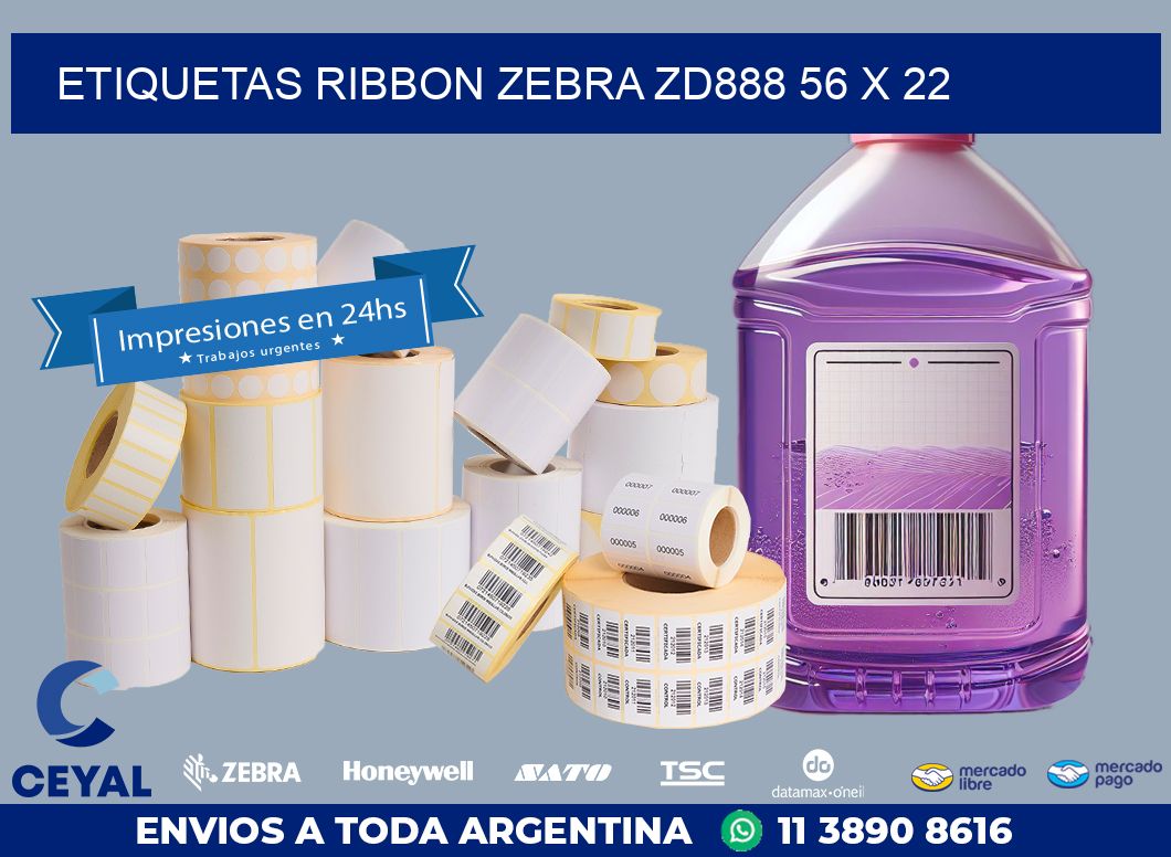 ETIQUETAS RIBBON Zebra ZD888 56 x 22