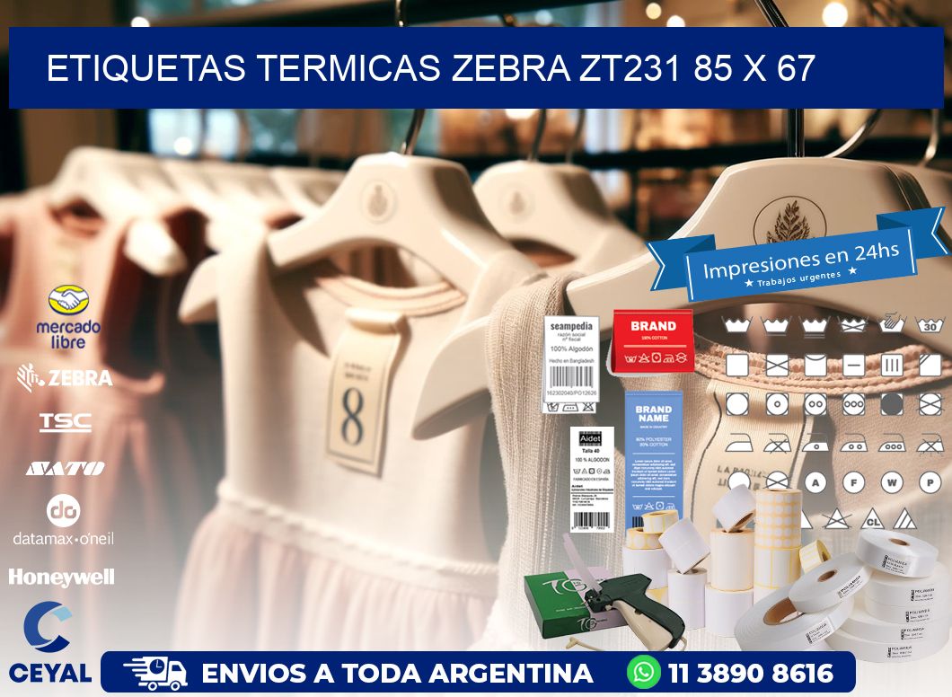 ETIQUETAS TERMICAS ZEBRA ZT231 85 x 67