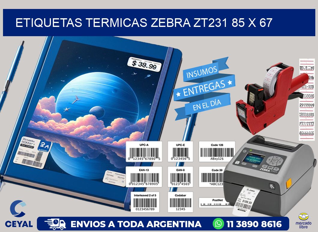 ETIQUETAS TERMICAS ZEBRA ZT231 85 x 67