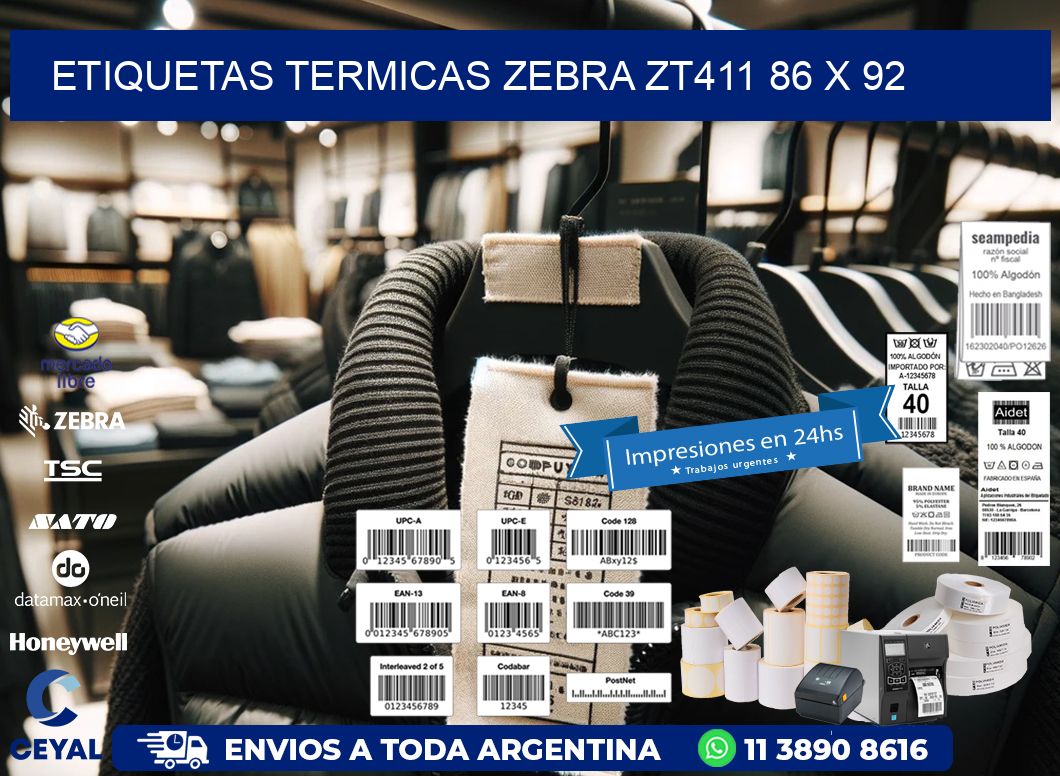 ETIQUETAS TERMICAS ZEBRA ZT411 86 x 92