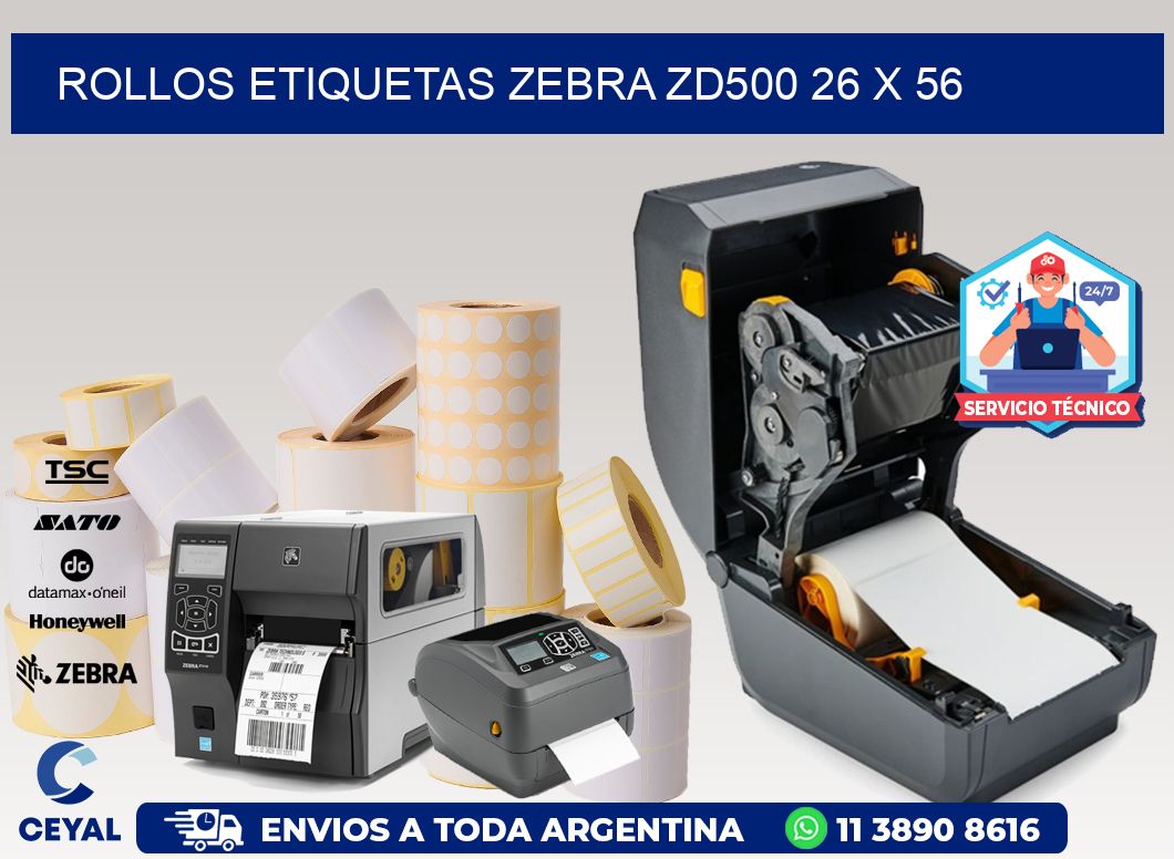 ROLLOS ETIQUETAS Zebra ZD500 26 x 56