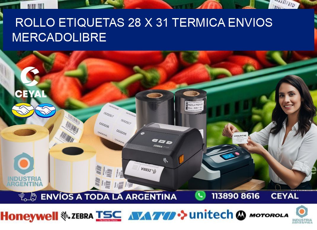 Rollo etiquetas 28 x 31 termica ENVIOS MERCADOLIBRE