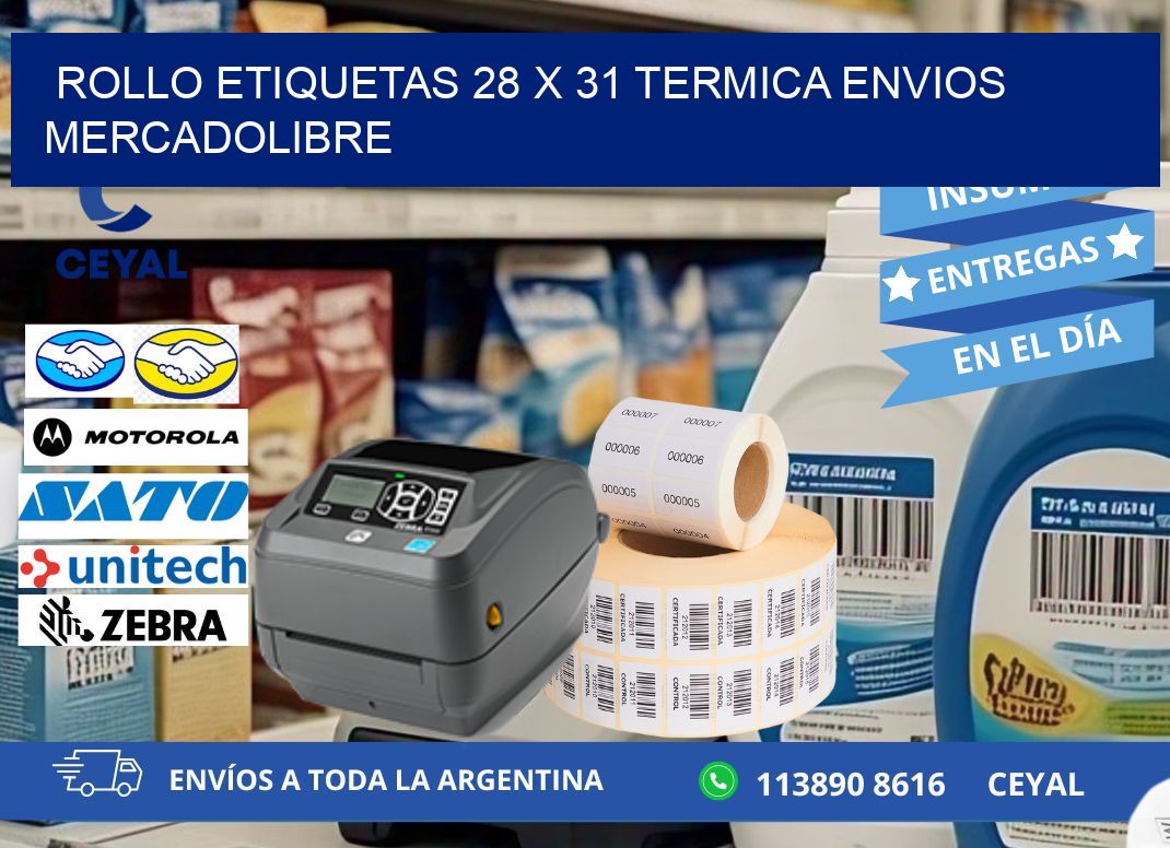 Rollo etiquetas 28 x 31 termica ENVIOS MERCADOLIBRE