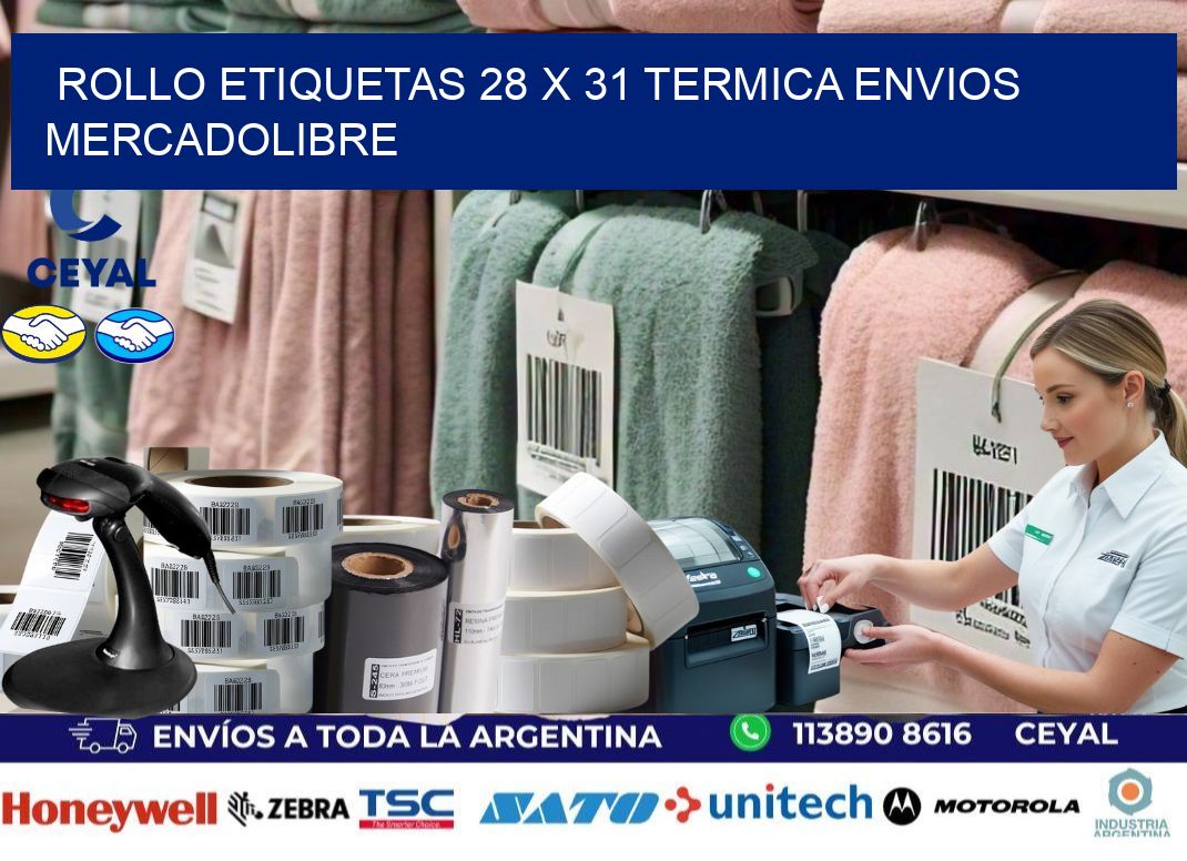 Rollo etiquetas 28 x 31 termica ENVIOS MERCADOLIBRE