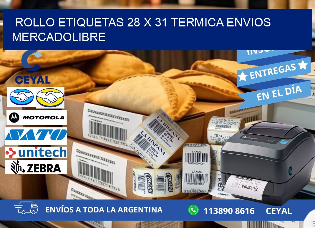 Rollo etiquetas 28 x 31 termica ENVIOS MERCADOLIBRE