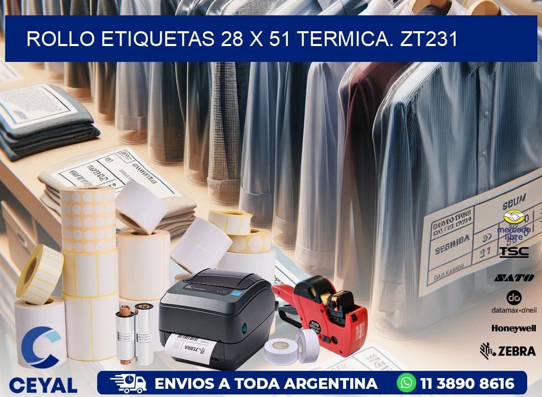 Rollo etiquetas 28 x 51 termica. zt231