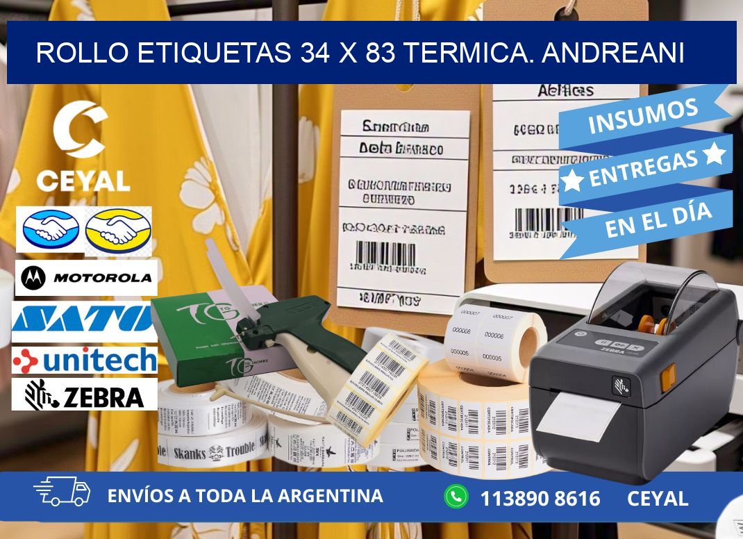 Rollo etiquetas 34 x 83 termica. Andreani