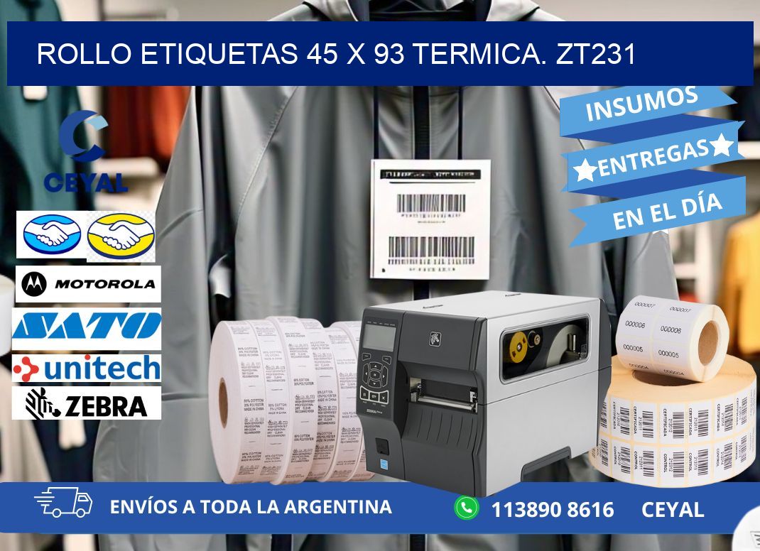 Rollo etiquetas 45 x 93 termica. zt231