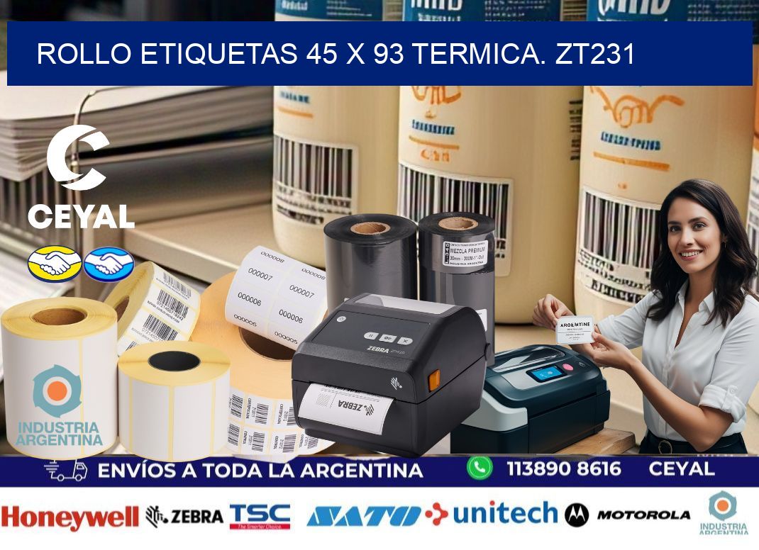 Rollo etiquetas 45 x 93 termica. zt231