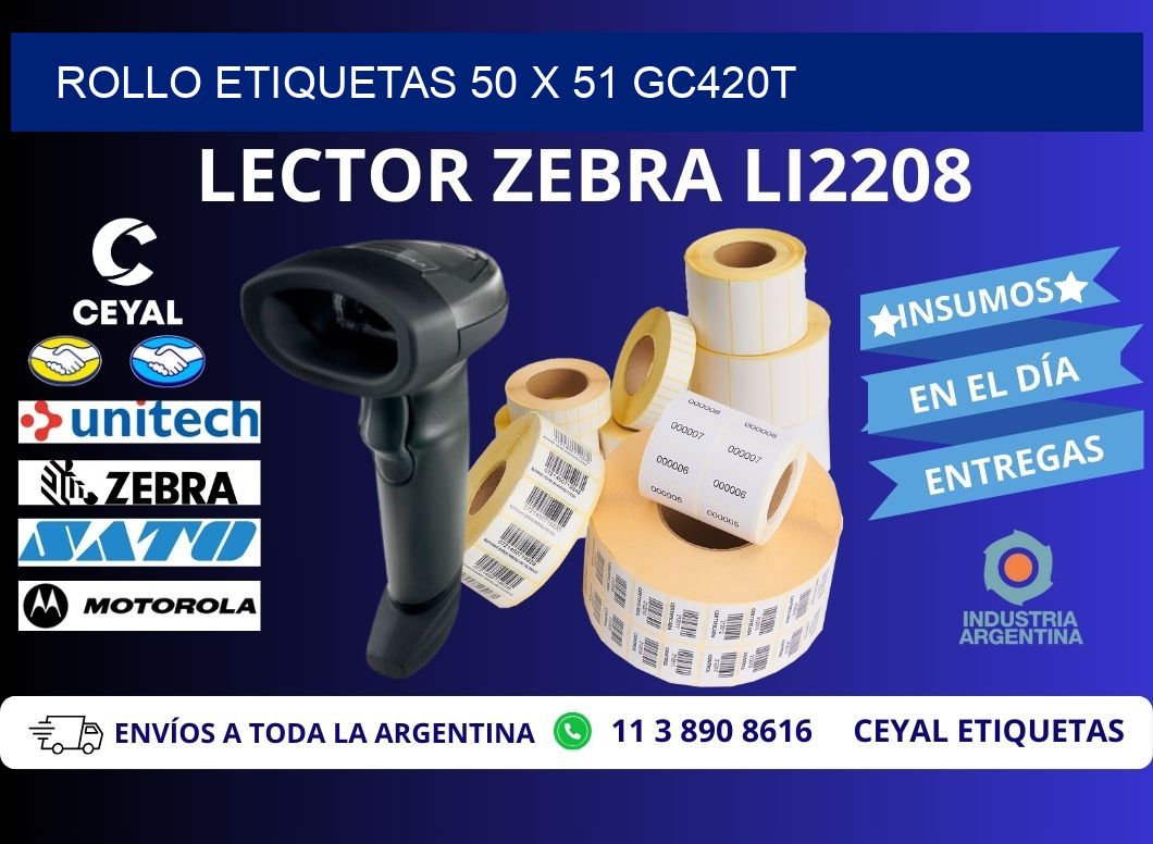 Rollo etiquetas 50 x 51 gc420t