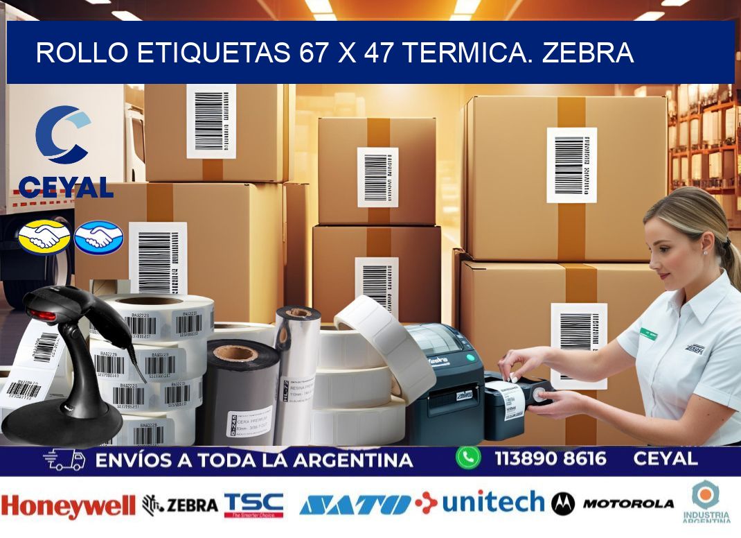 Rollo etiquetas 67 x 47 termica. zebra
