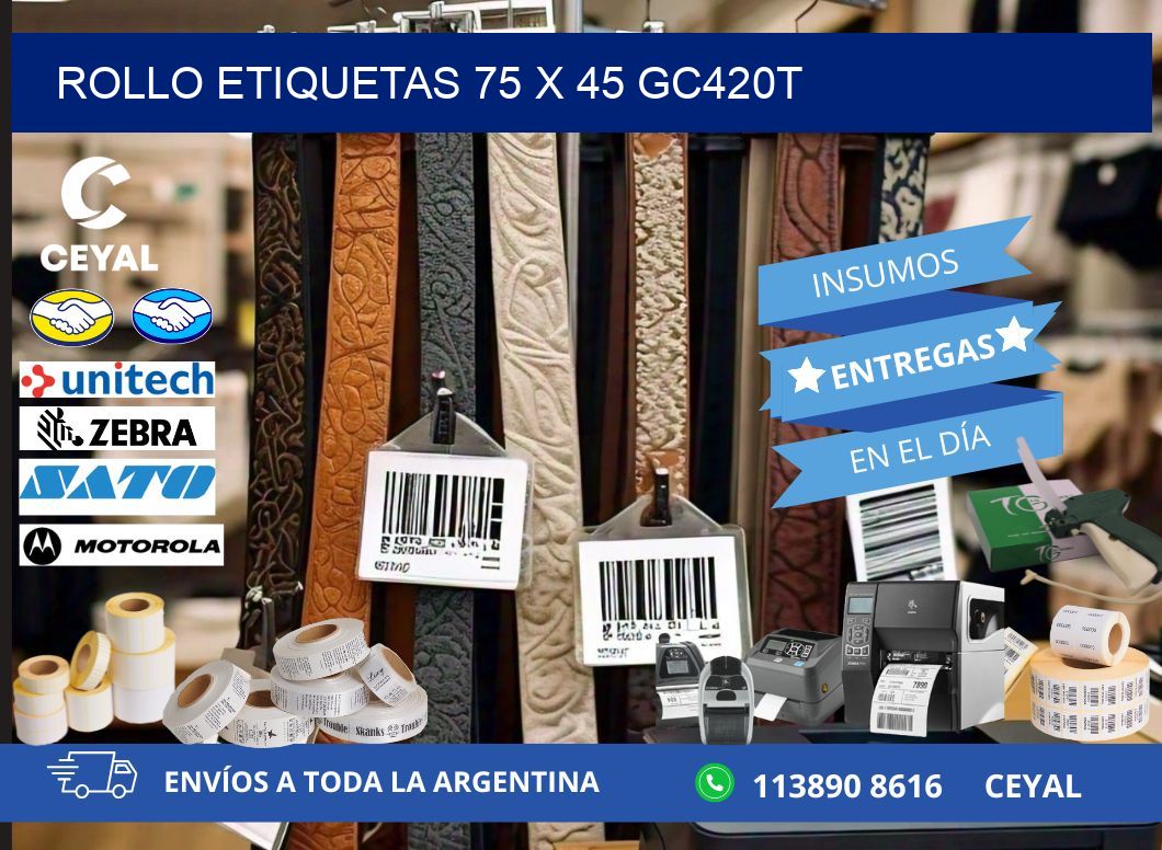 Rollo etiquetas 75 x 45 gc420t