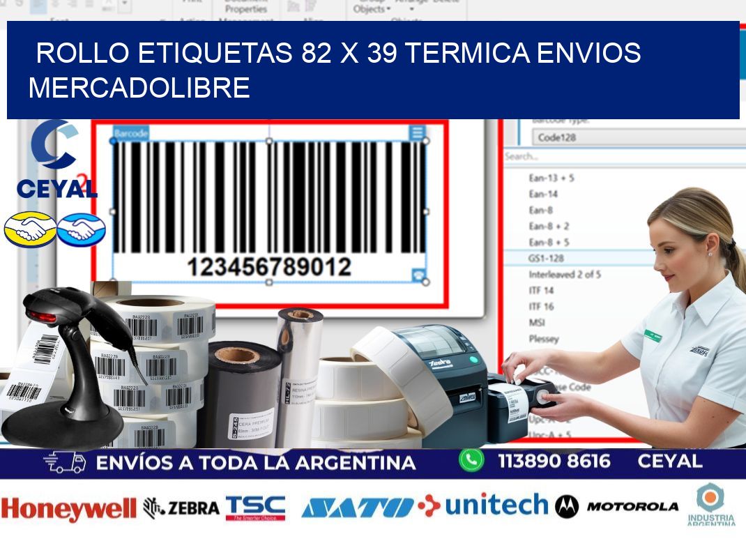 Rollo etiquetas 82 x 39 termica ENVIOS MERCADOLIBRE