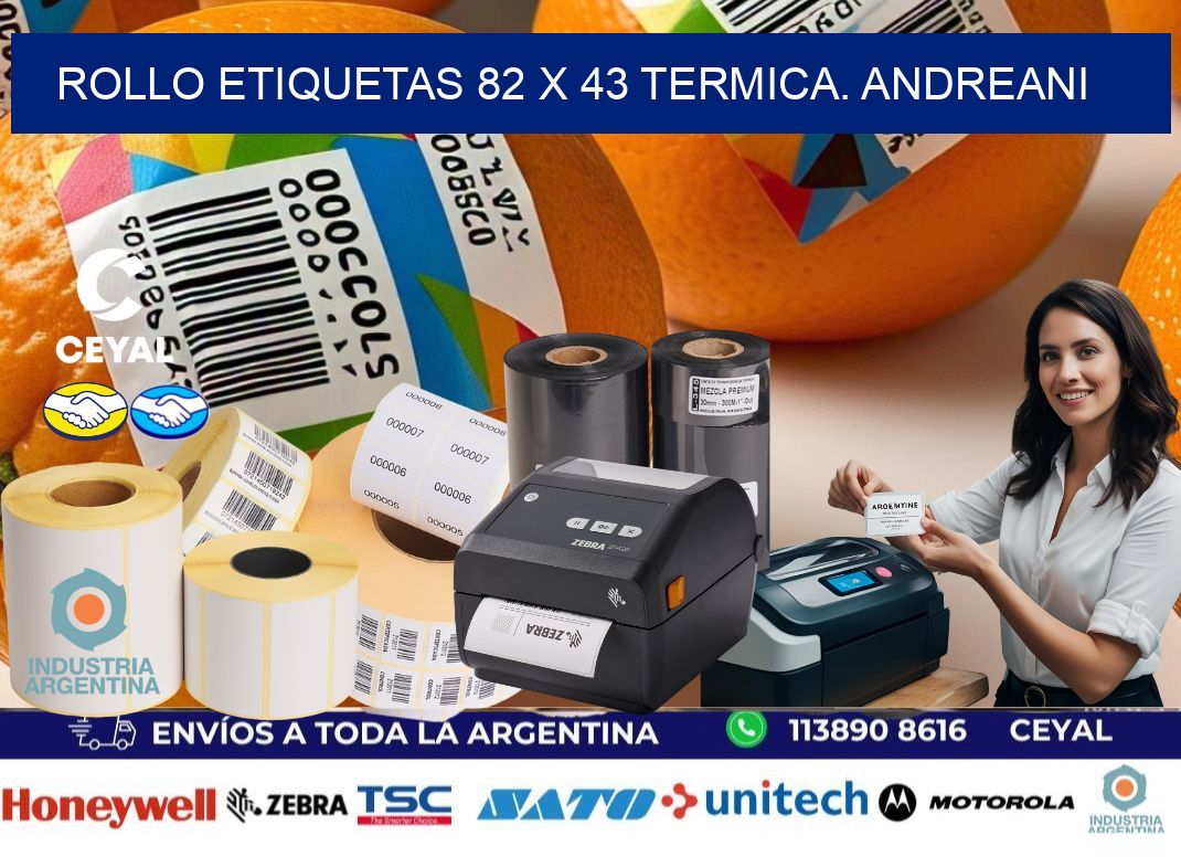 Rollo etiquetas 82 x 43 termica. Andreani