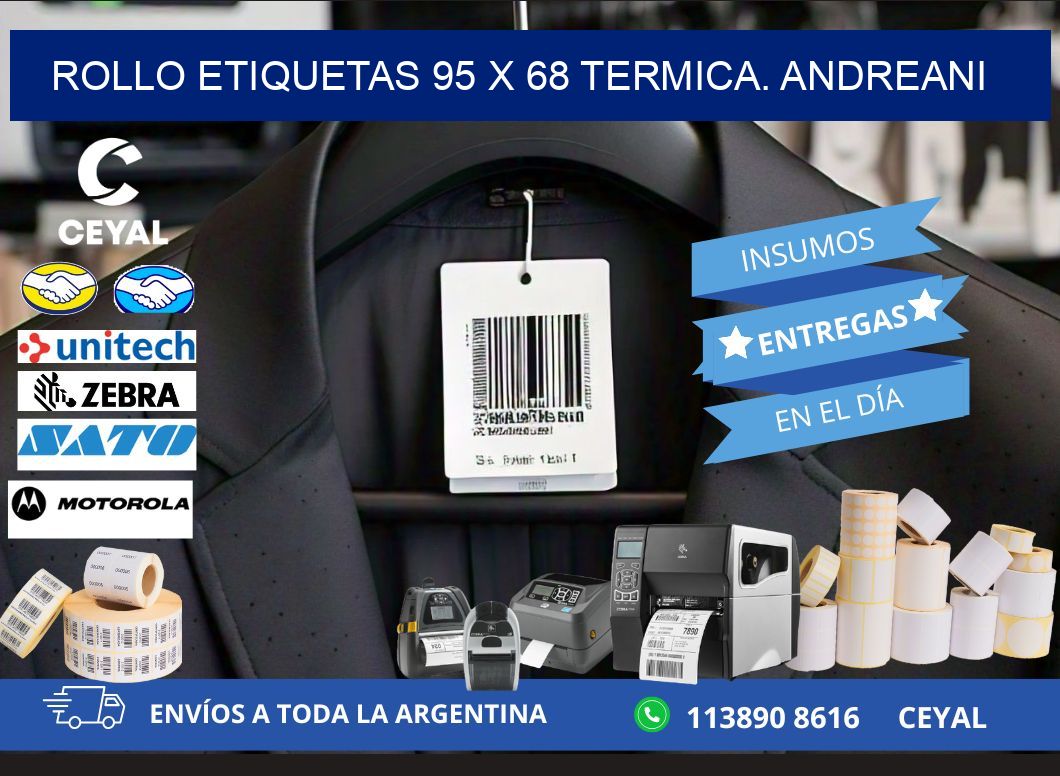 Rollo etiquetas 95 x 68 termica. Andreani