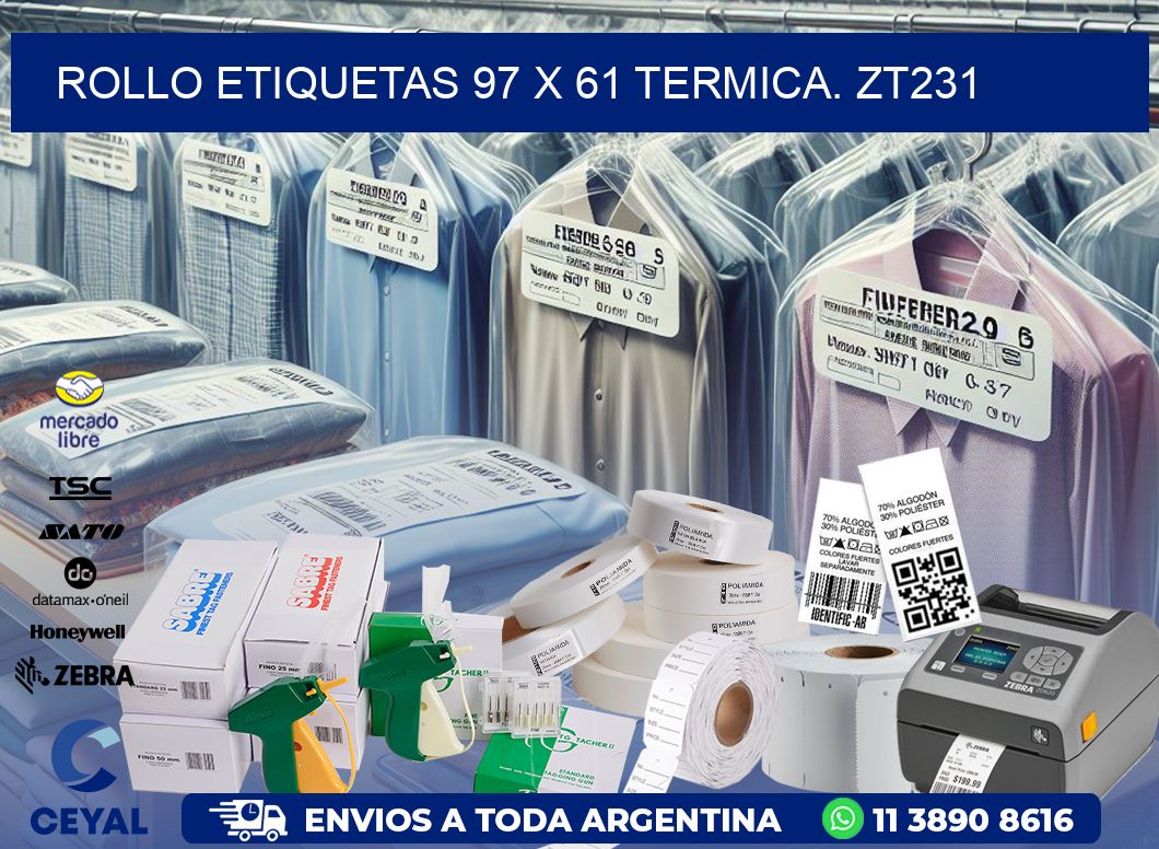 Rollo etiquetas 97 x 61 termica. zt231