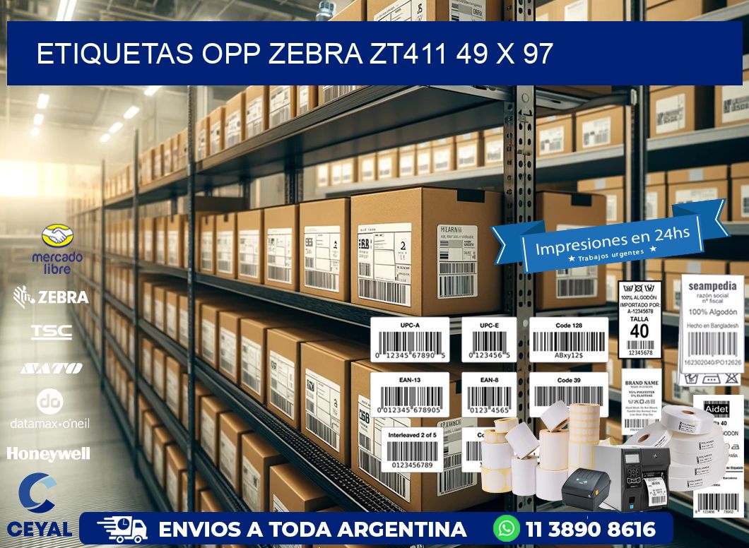 ETIQUETAS OPP ZEBRA ZT411 49 x 97