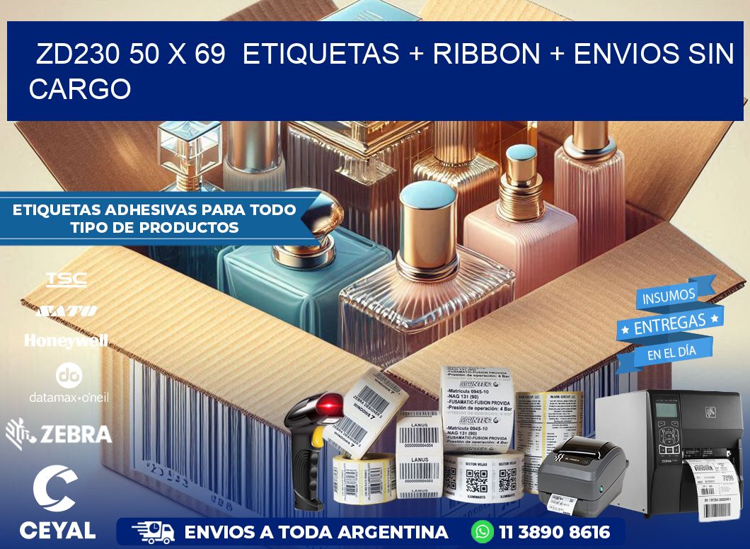 ZD230 50 x 69  etiquetas + ribbon + envios sin cargo