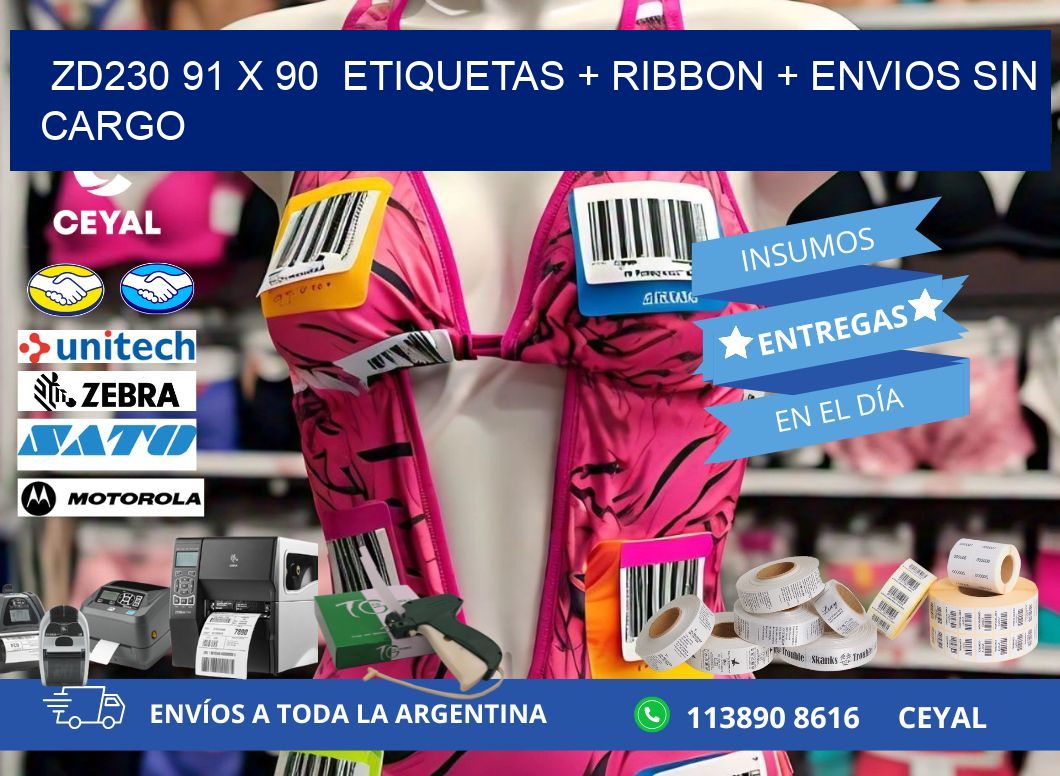 ZD230 91 x 90  etiquetas + ribbon + envios sin cargo