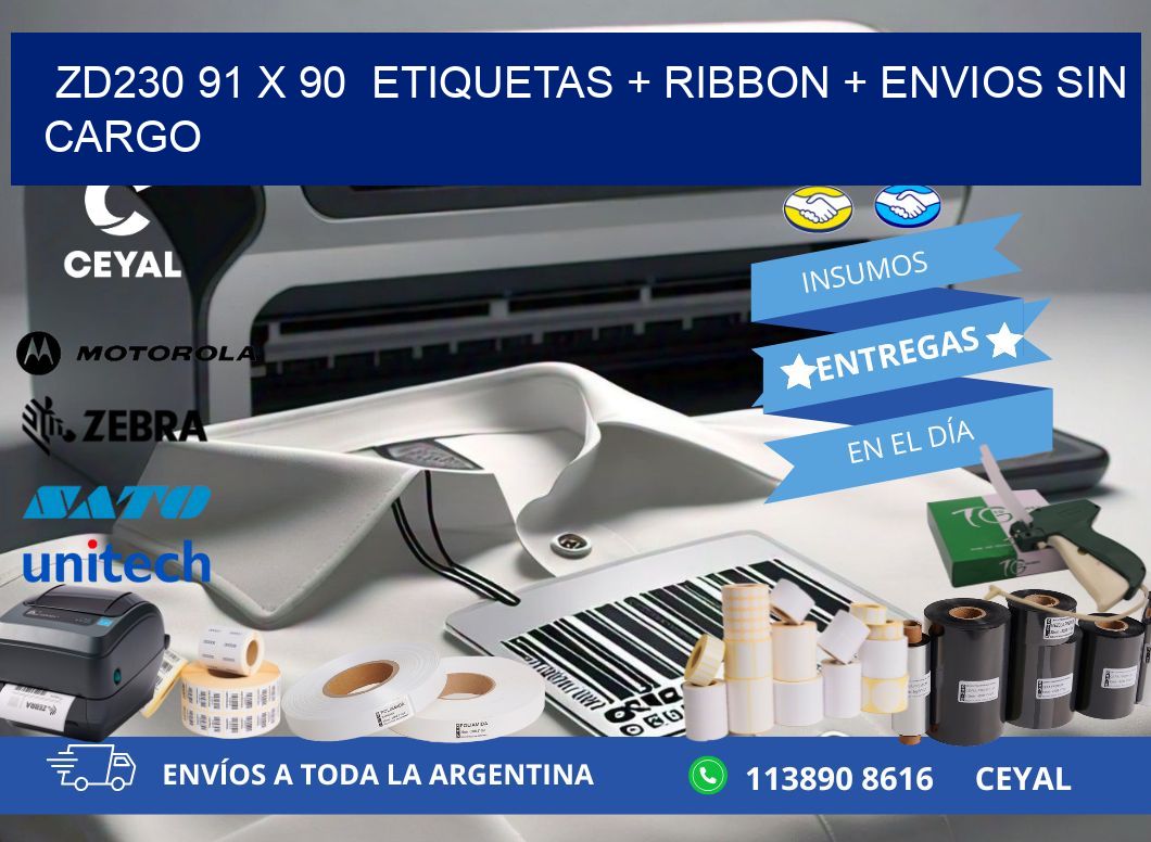ZD230 91 x 90  etiquetas + ribbon + envios sin cargo