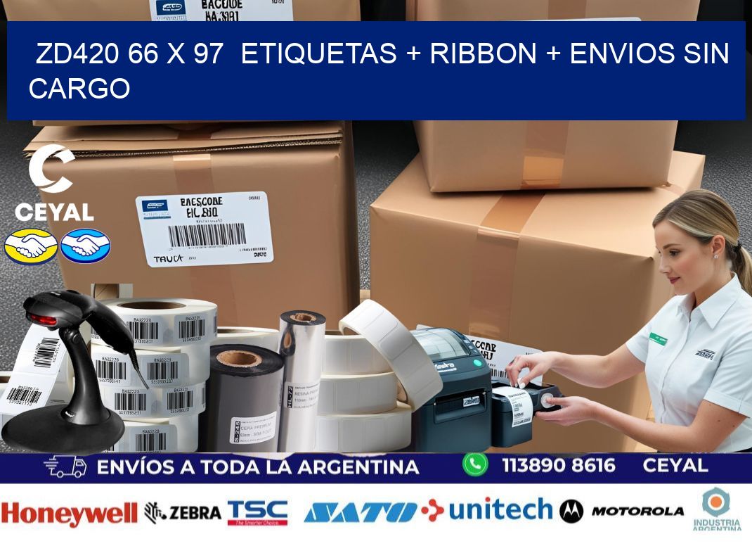 ZD420 66 x 97  etiquetas + ribbon + envios sin cargo