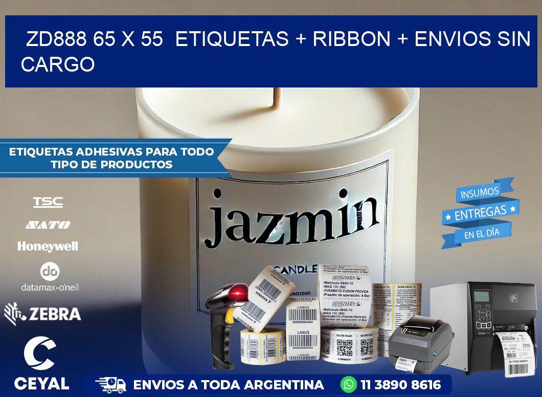 ZD888 65 x 55  etiquetas + ribbon + envios sin cargo