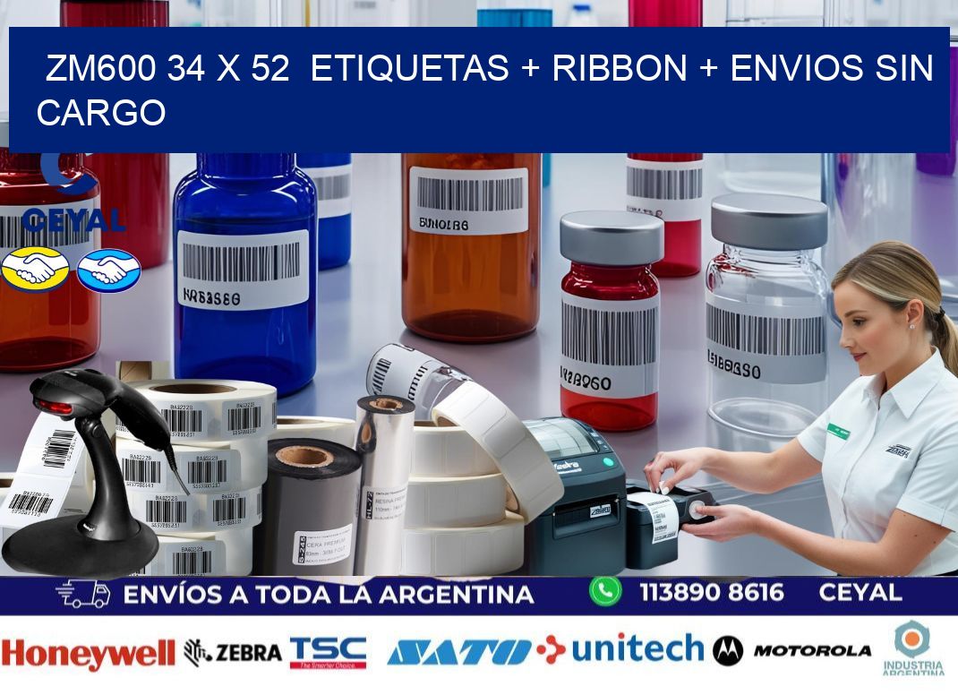 ZM600 34 x 52  etiquetas + ribbon + envios sin cargo