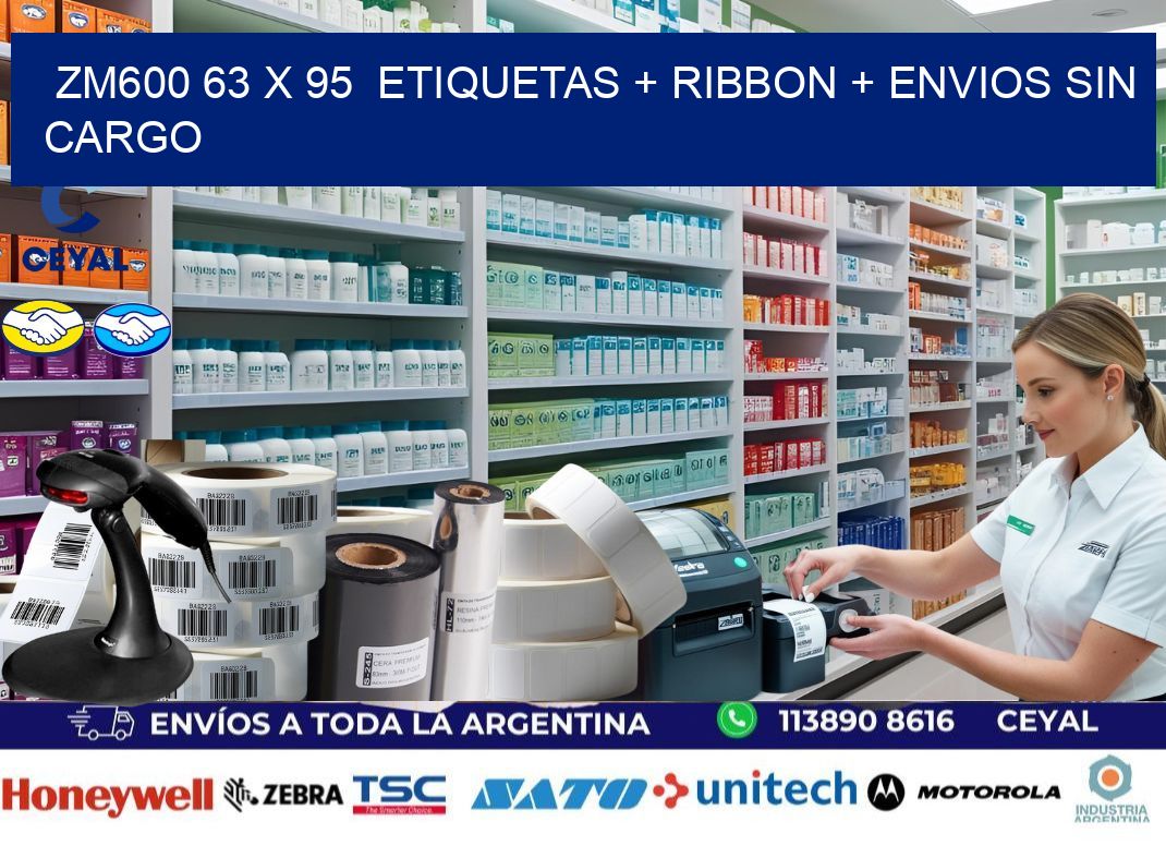 ZM600 63 x 95  etiquetas + ribbon + envios sin cargo