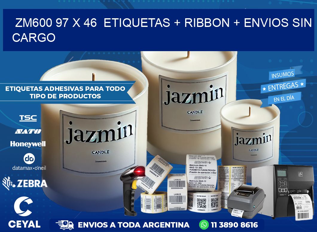 ZM600 97 x 46  etiquetas + ribbon + envios sin cargo