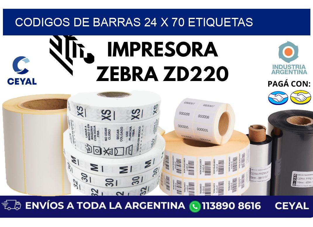 codigos de barras 24 x 70 etiquetas
