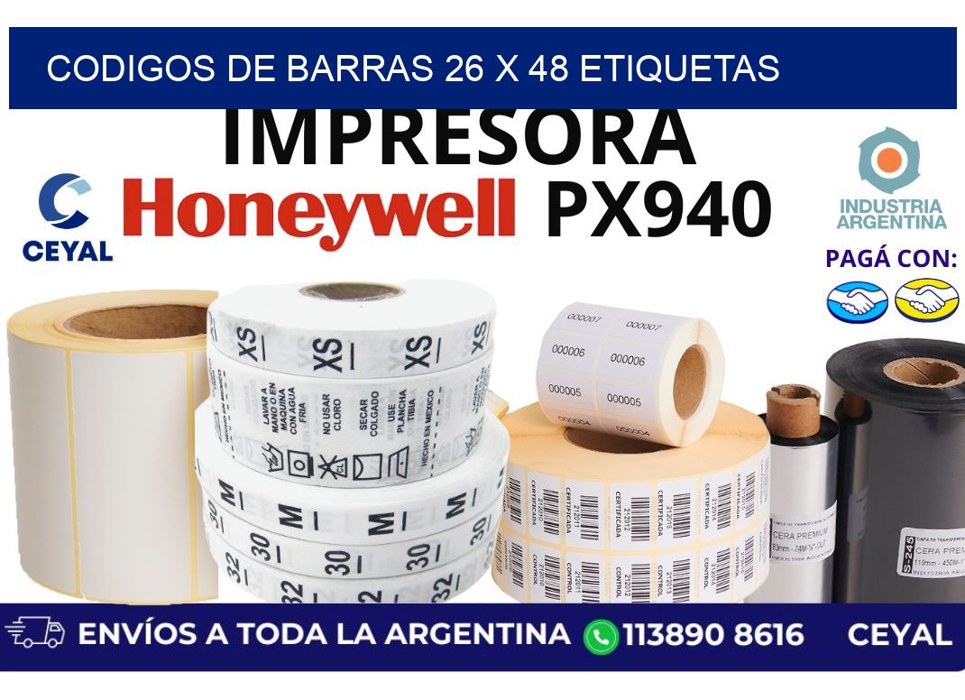 codigos de barras 26 x 48 etiquetas