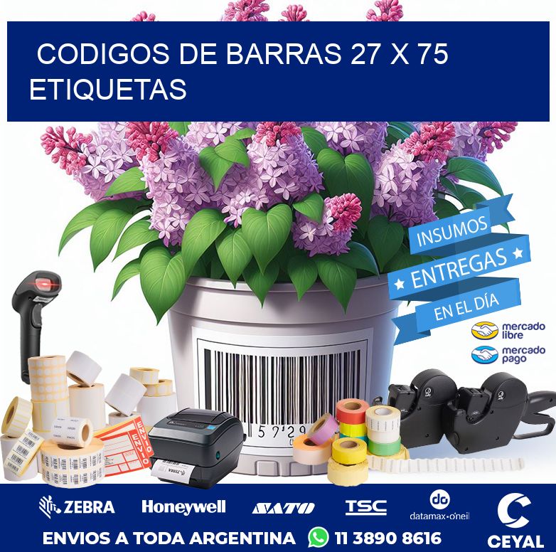 codigos de barras 27 x 75 etiquetas