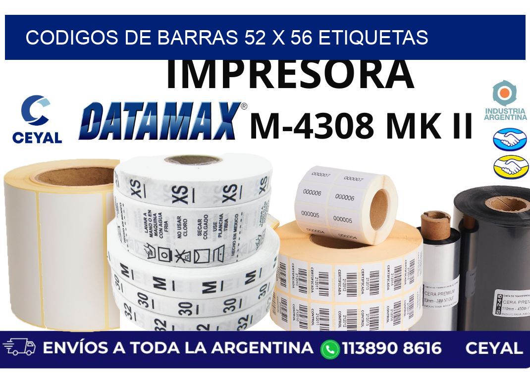codigos de barras 52 x 56 etiquetas