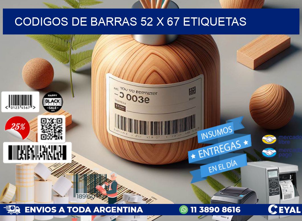codigos de barras 52 x 67 etiquetas