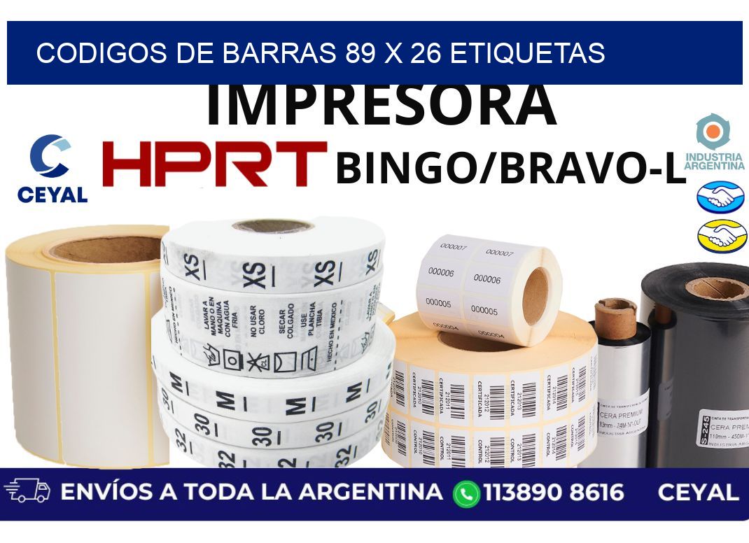 codigos de barras 89 x 26 etiquetas