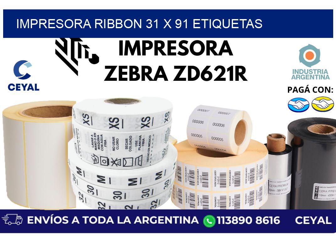 impresora ribbon 31 x 91 etiquetas