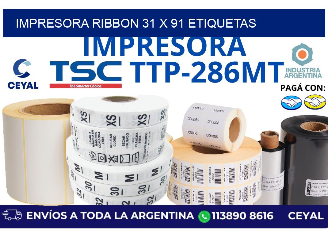 impresora ribbon 31 x 91 etiquetas