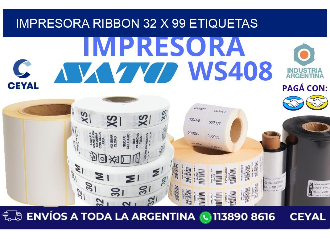 impresora ribbon 32 x 99 etiquetas