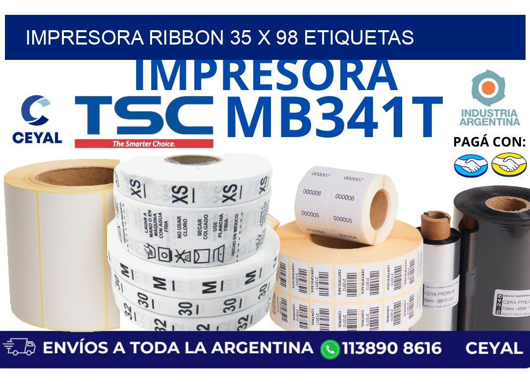 impresora ribbon 35 x 98 etiquetas