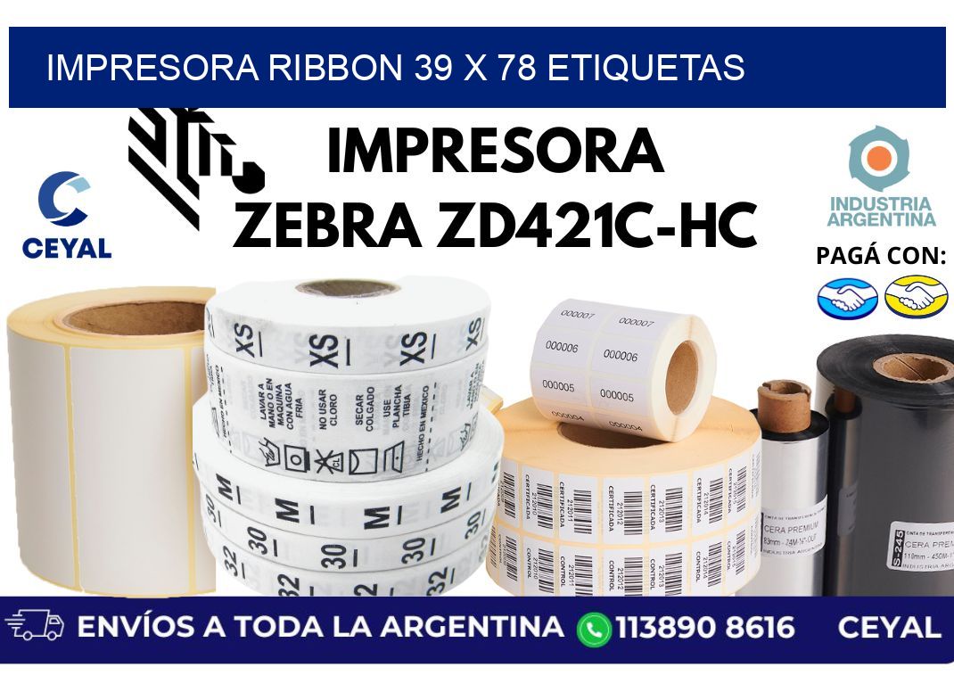 impresora ribbon 39 x 78 etiquetas