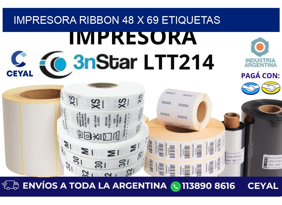 impresora ribbon 48 x 69 etiquetas