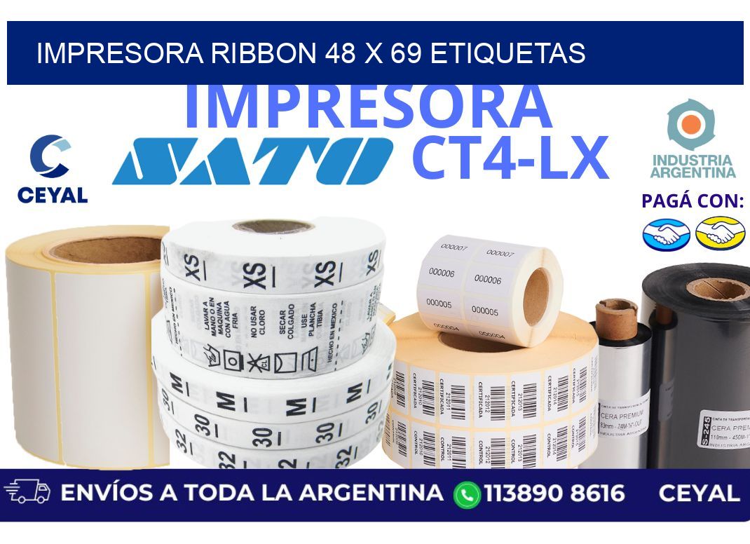 impresora ribbon 48 x 69 etiquetas