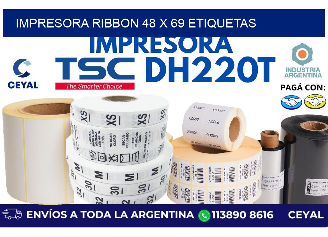 impresora ribbon 48 x 69 etiquetas