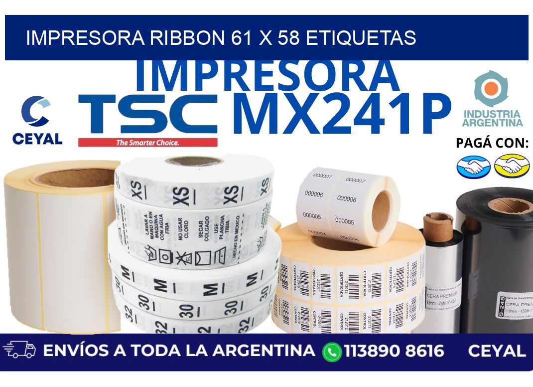impresora ribbon 61 x 58 etiquetas