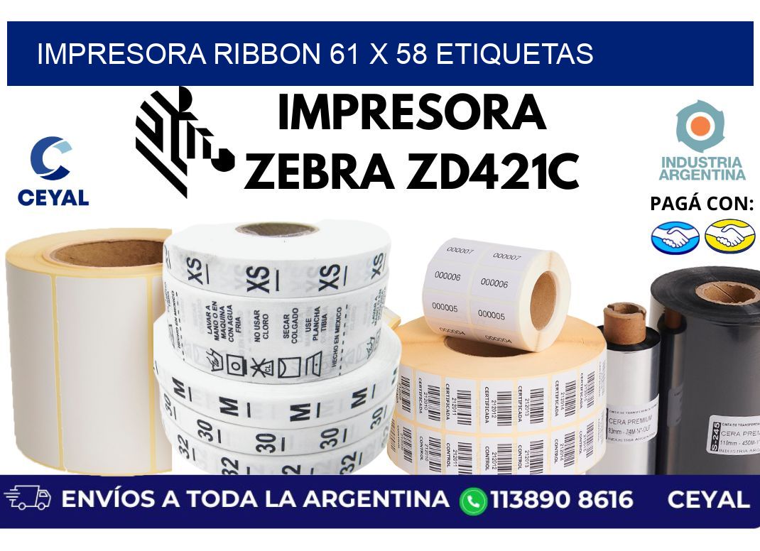 impresora ribbon 61 x 58 etiquetas