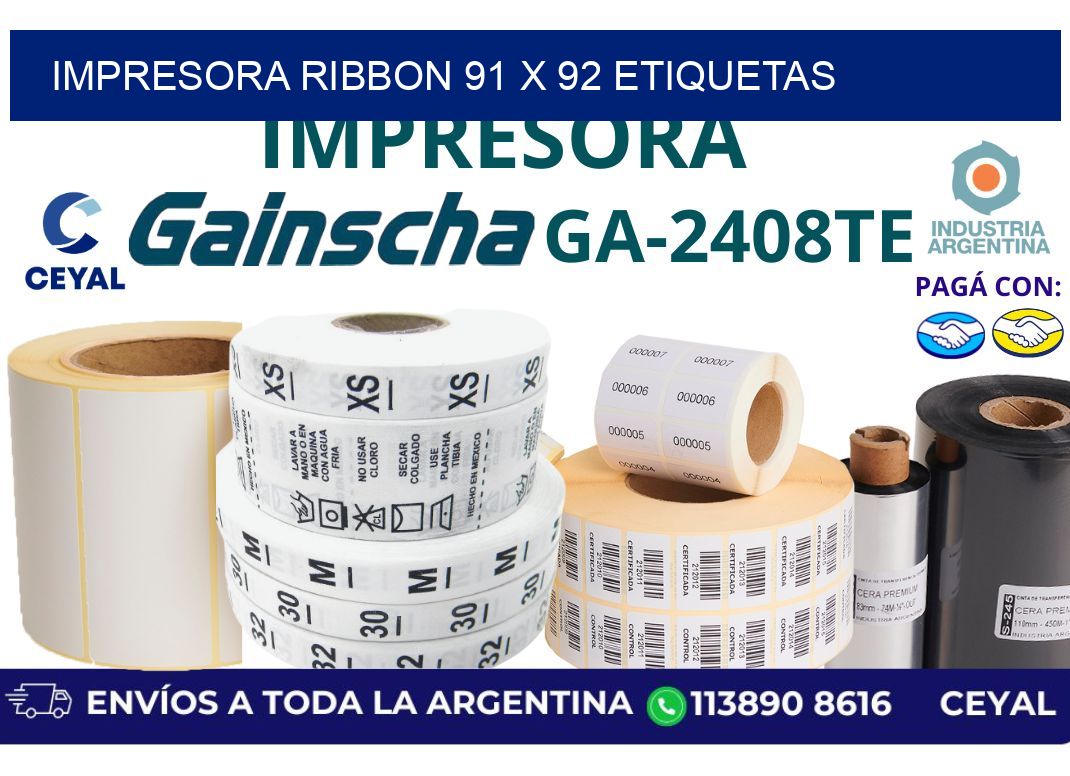 impresora ribbon 91 x 92 etiquetas