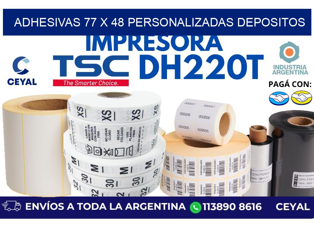 adhesivas 77 x 48 personalizadas depositos